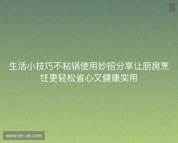 生活小技巧不粘锅使用妙招分享让厨房烹饪更轻松省心又健康实用